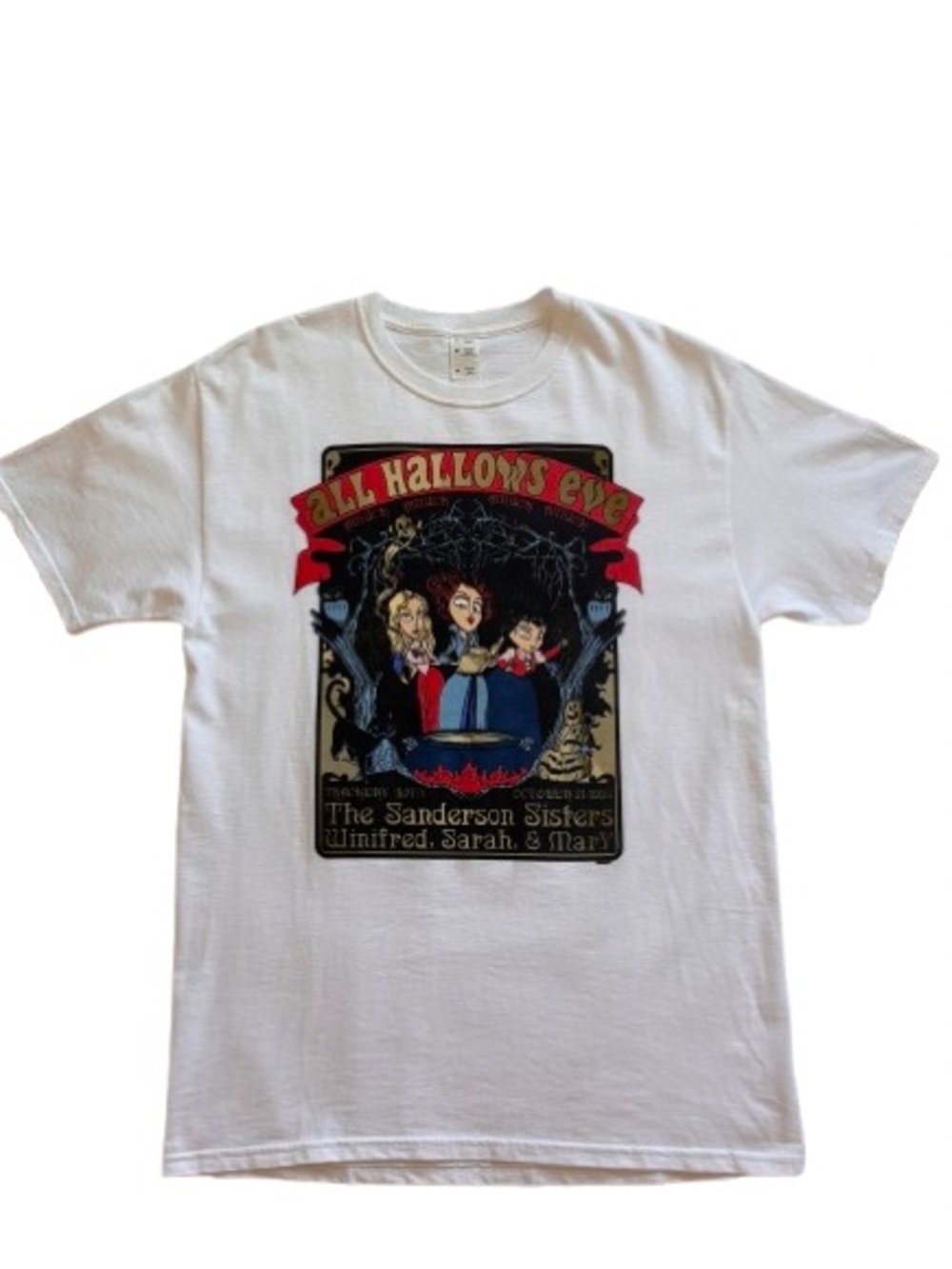 The Sanderson Sisters All Hallows Eve Graphic White Short Sleeve Tee Size M